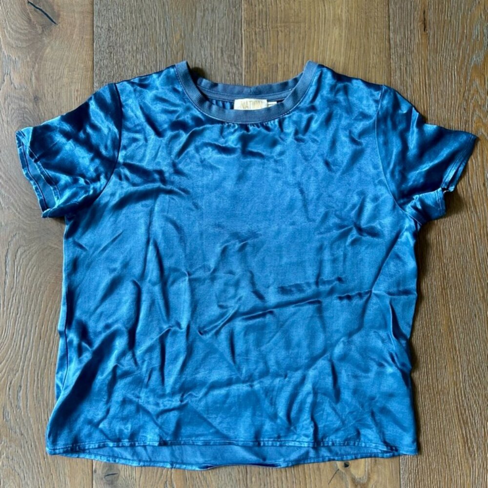 XS blue rayon Nation blouse